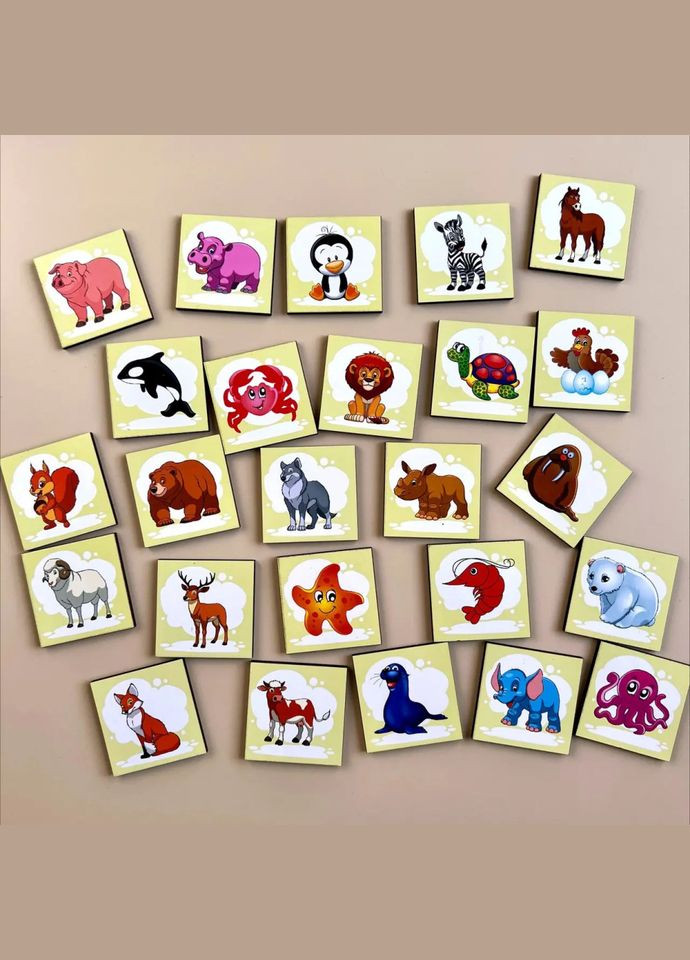 Дерев'яний пазл-вкладиш "Асоціації - види тварин" (ПСД133) PSD133, 25 плашок Ubumblebees (302010319)