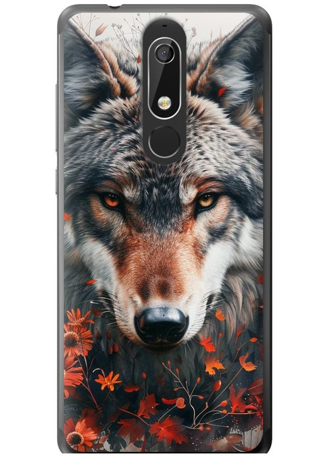 Силіконовий чохол 'Wolf and flowers' для Endorphone Nokia 5.1 (285787635)
