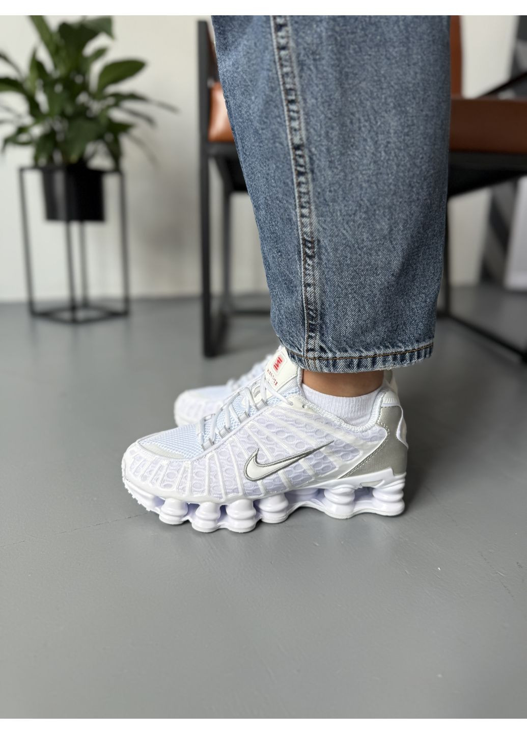 Білі Осінні кросівки чоловічі nike shox tl white silver найк шокс тл No Brand