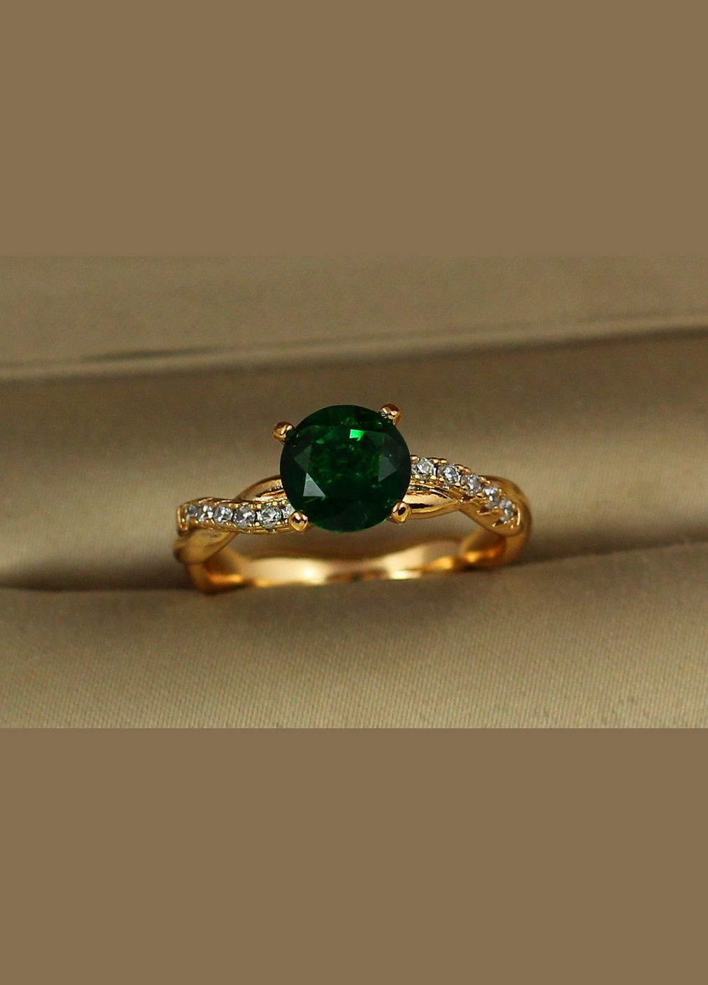 Кільце косичка із зеленим каменем р золотисте Xuping Jewelry (316432813)