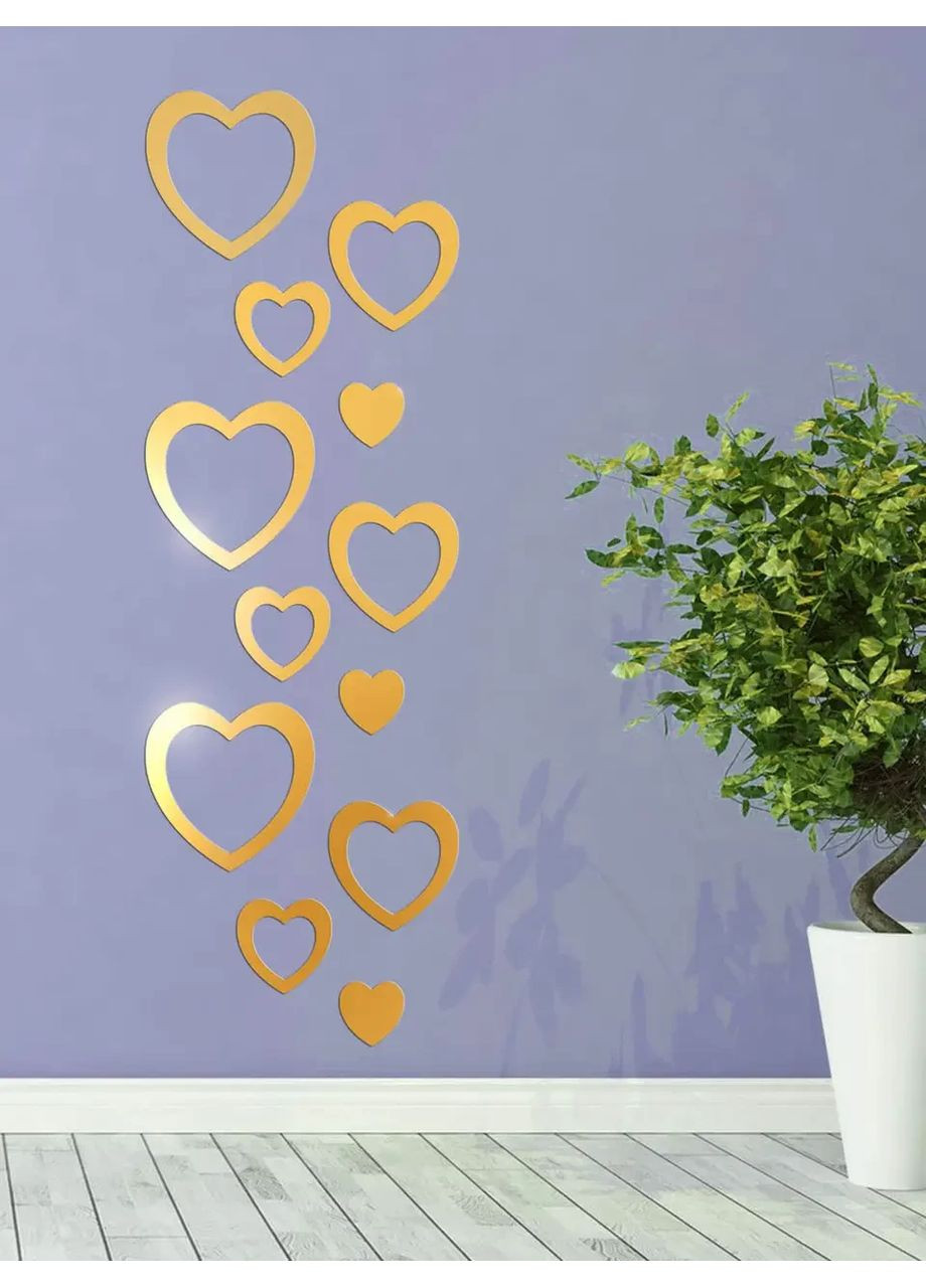 Зеркальные акриловые наклейки детские с 3d эффектом самоклеящиеся Нежность 12 шт. Золото Ваша Світлість (366334448)