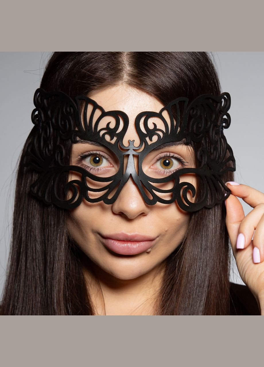 Маска шкіряна ажурна Лисиця чорна MS-12 Edena (307925901)