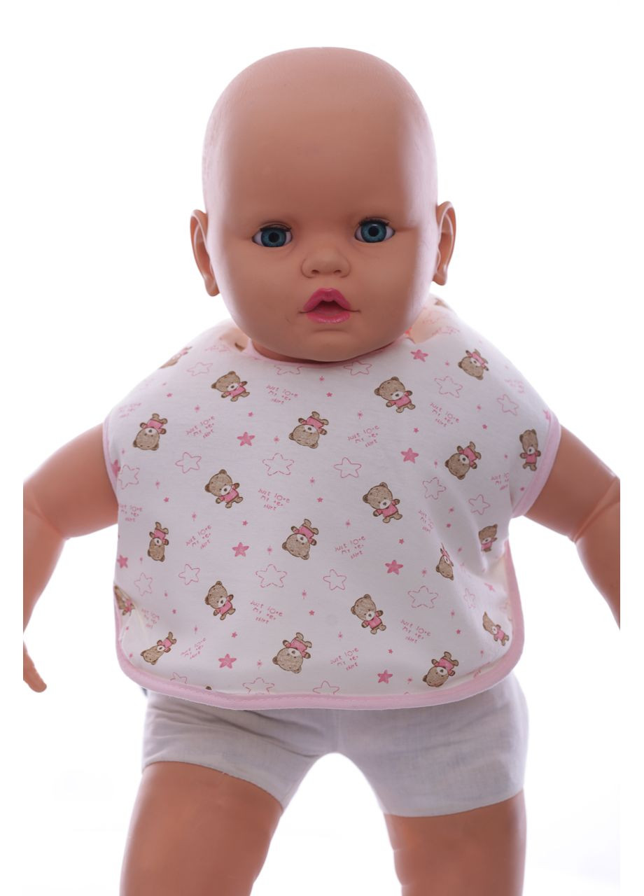 Нагрудник для девочки трикотажный 25*30 с мишкой розовый 0м+ (37710) BABYKROHA (297197917)