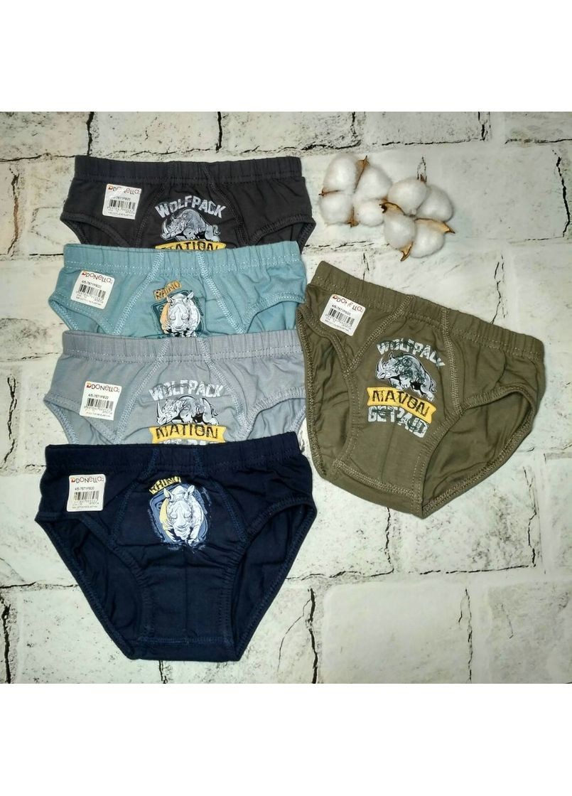 Трусики дитячі для хлопчика набір 5 шт бавовняні труси хлопчику 4-5 років Носоріг Donella (356117504)