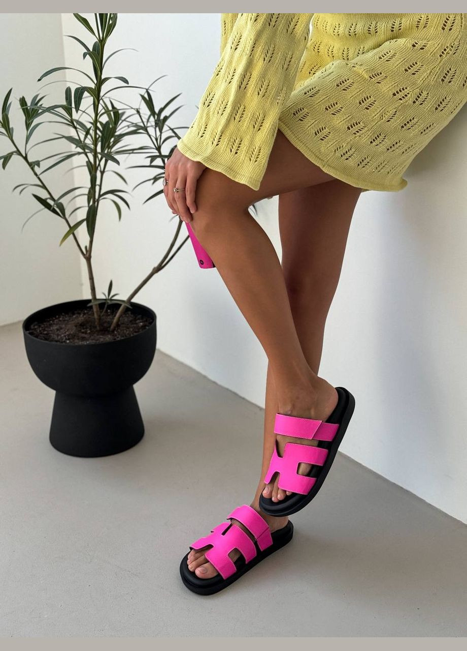 Жіночі чорні шкіряні шльопанці Шльопанці в стилі гермес Seastar колфр фуксія No Brand 2024 (298125539)