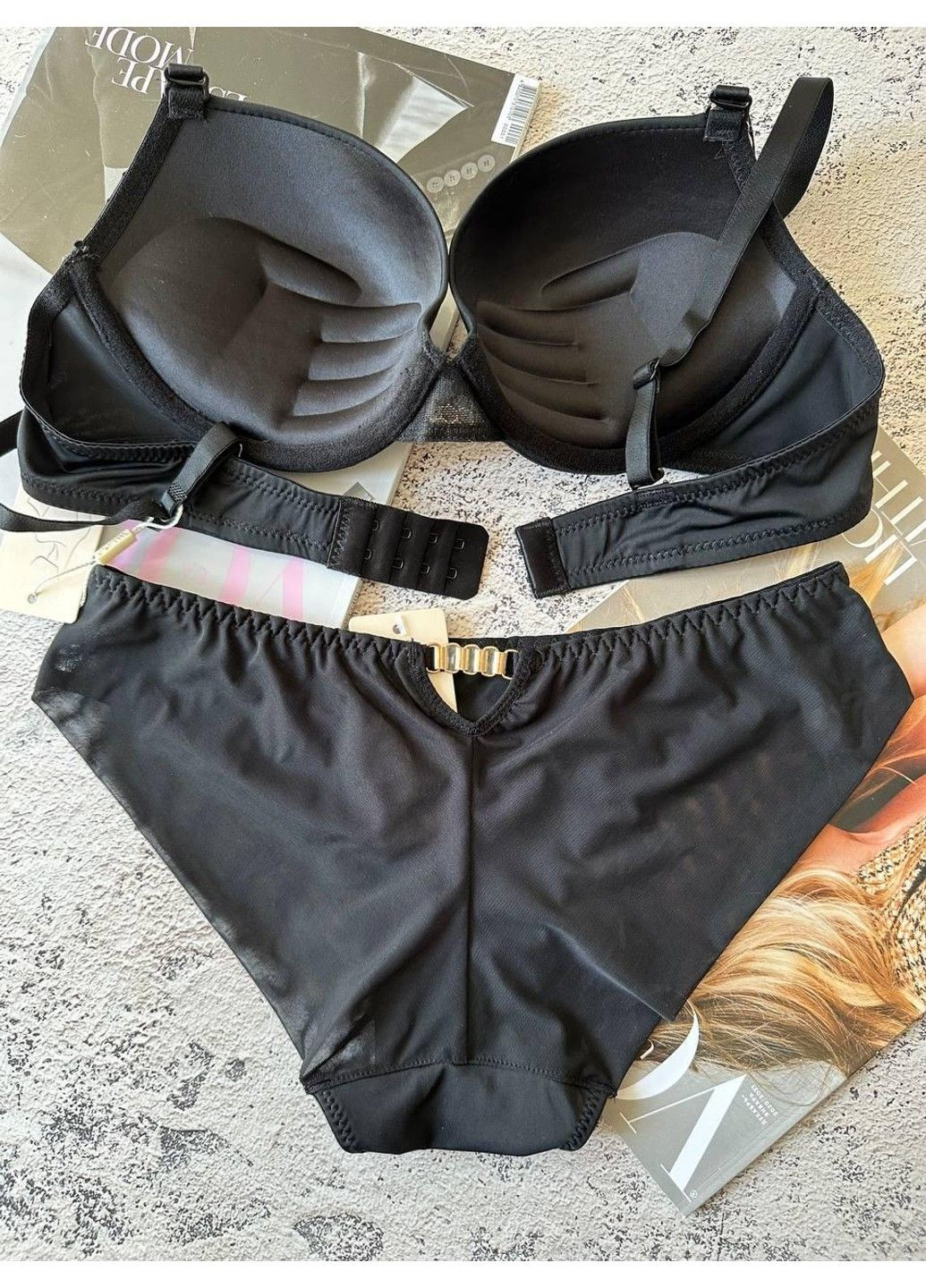 Чорний жіноча нижня білизна комплект чорний бюстгальтер і трусики Weiyesi