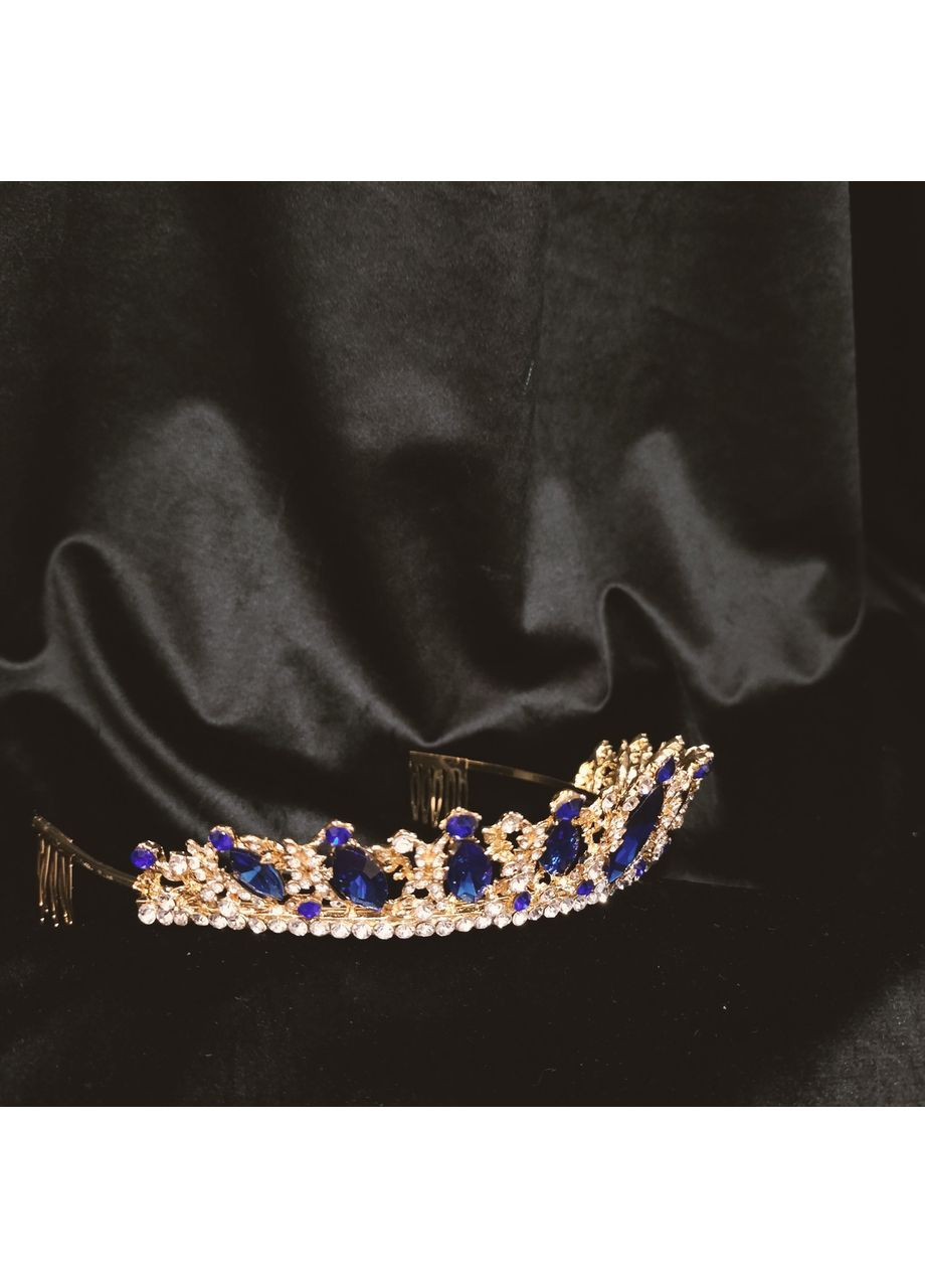 Діадема, тіара для весільної, вечірньої зачіски 4 см, синя No Brand (369162972)