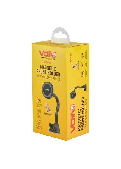Тримач мобільного телефону UHV-0802, магнітний з бездротовою зарядкою 15W, на присоску VOIN (362606902)