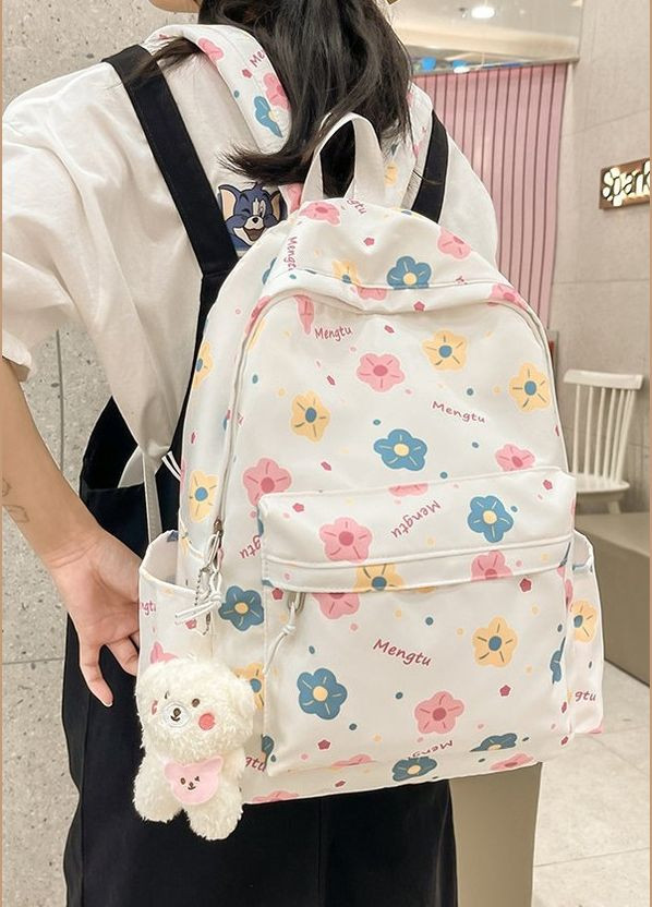 Рюкзак 10313-3 женский детский школьный портфель белый молочный No Brand (296008161)