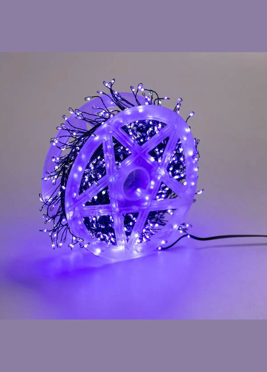 Гирлянда роса мишура 30 метров хвойная лапа 640 led светодиодов зеленый провод синяя D1750BL Garlando (370706833)