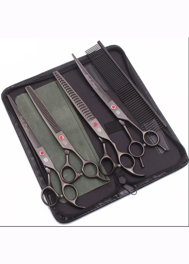 Набор ножниц для стрижки домашних животных 8 дюймов комплект 5 шт Black Purple Dragon (327433248)