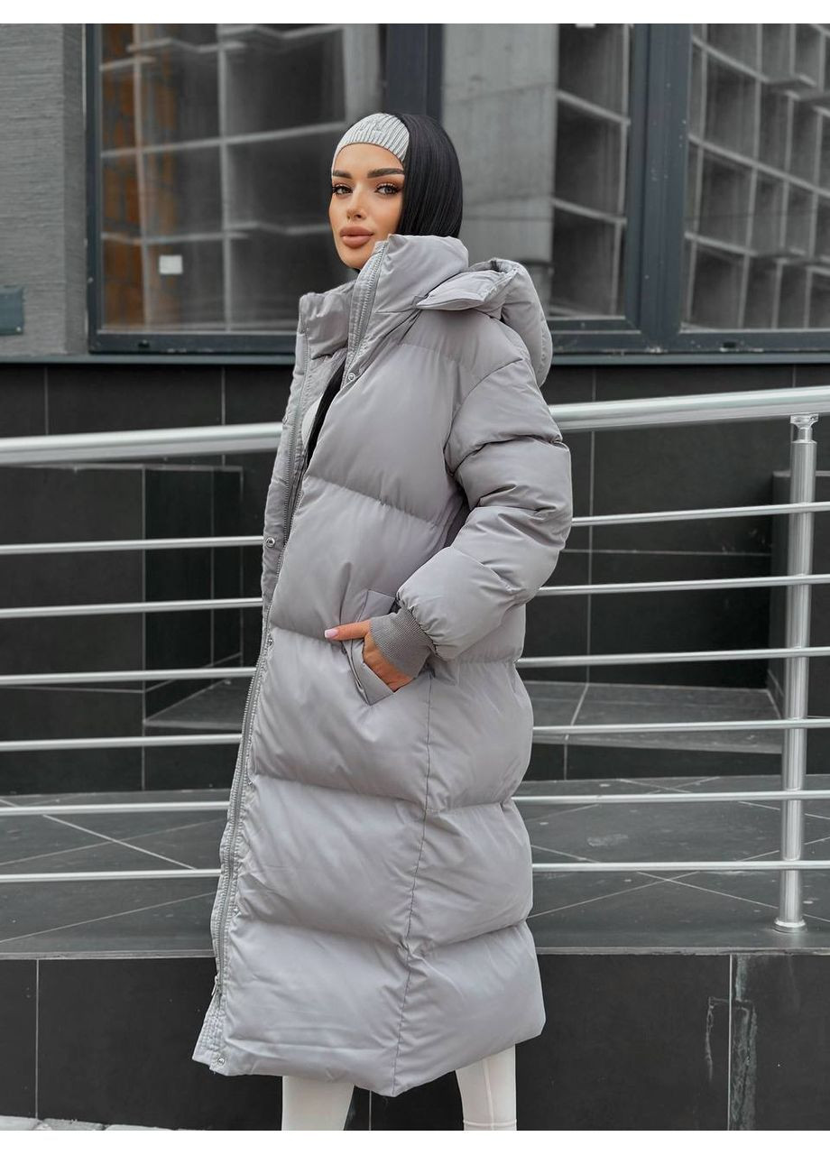 Серый демисезонный Пуховик Style Point