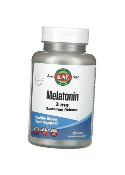 Мелатонін таблетки, Melatonin Sustained Release 3, 60таб (72424017) KAL (368290229)