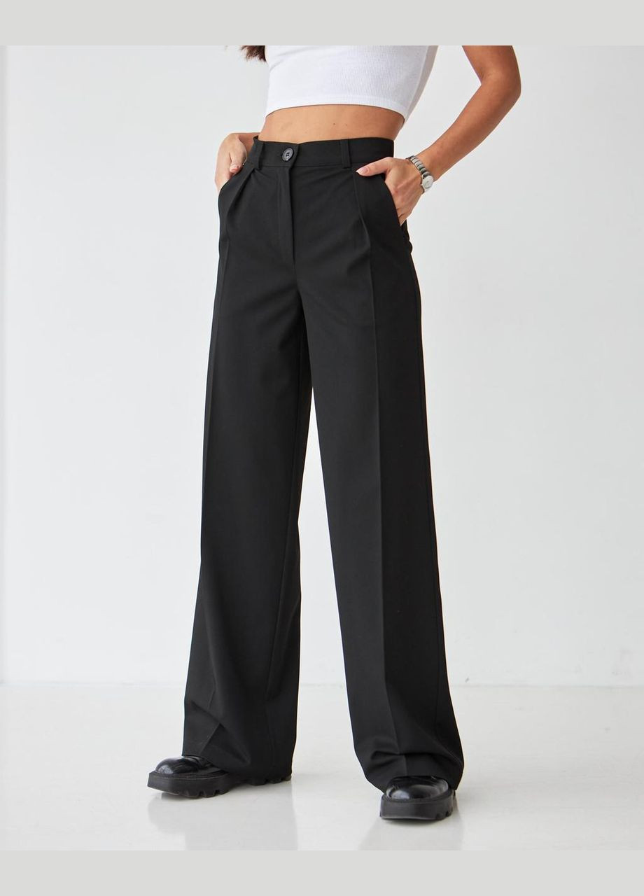 Жіночі класичні брюки-палаццо #1 чорні MKSF150828-1 Modna KAZKA (276650196)