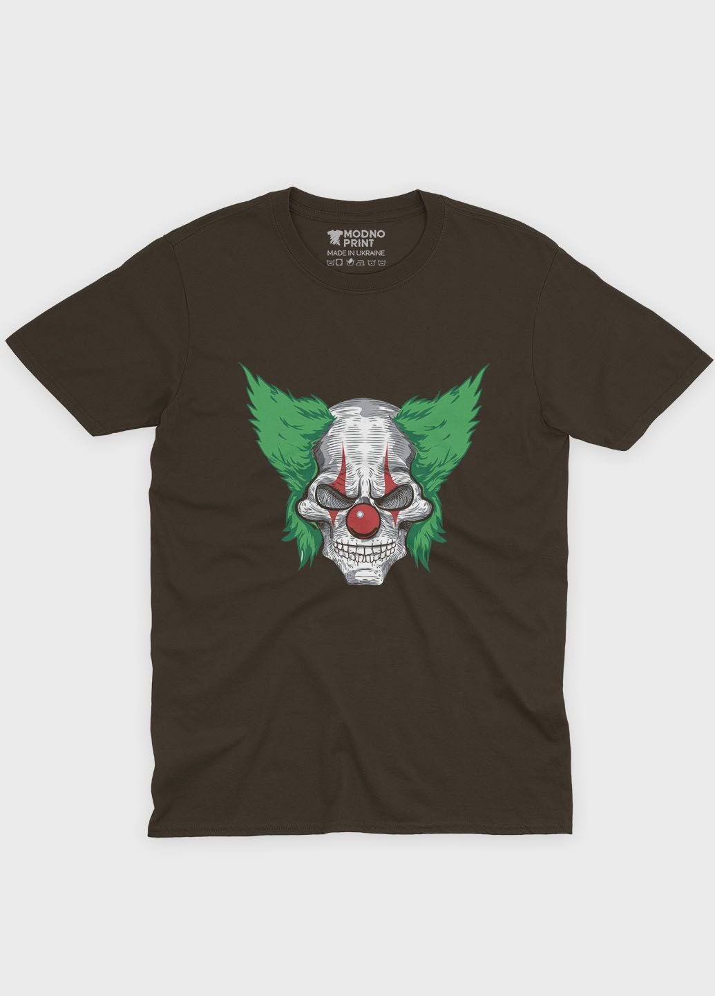 Коричневая мужская футболка odno с принтом супервора - джокер m (ts001-1-dch-006-005-003) Modno