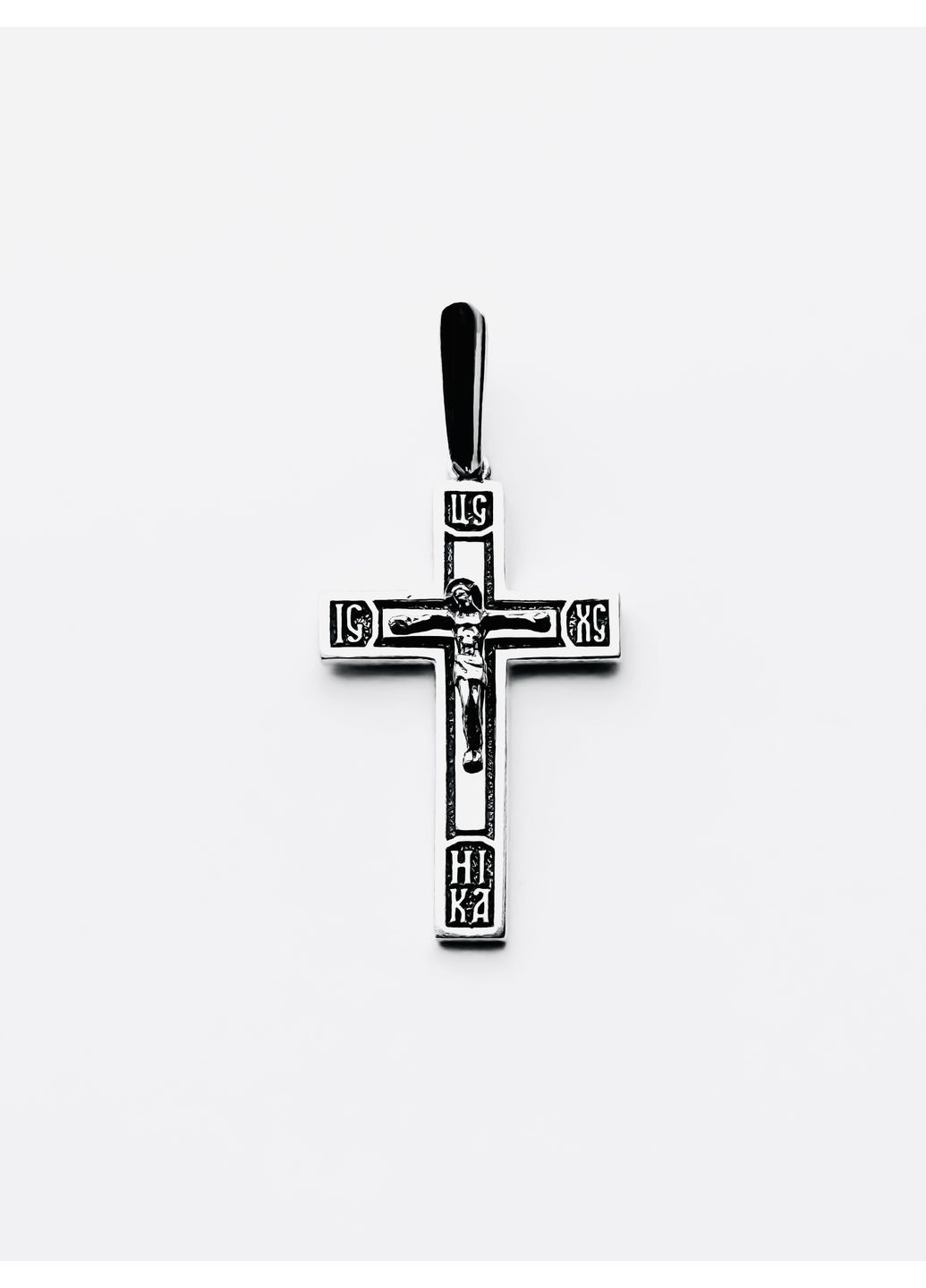 Серебряный крестик прямой с распятием Исуса Христа. Серебро 925 пробы с чернением. DeLoS (355877835)