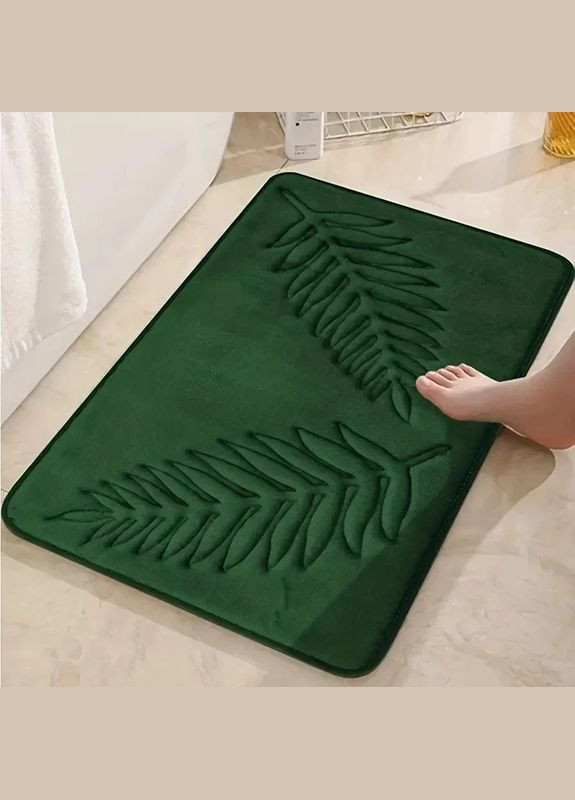 Набор из 2-х ковриков для ванной и туалета "Листья" с эффектом памяти 60х40 см, 50х50 см Влаговпитывающий Зеленый (7802818) No Brand (370438776)
