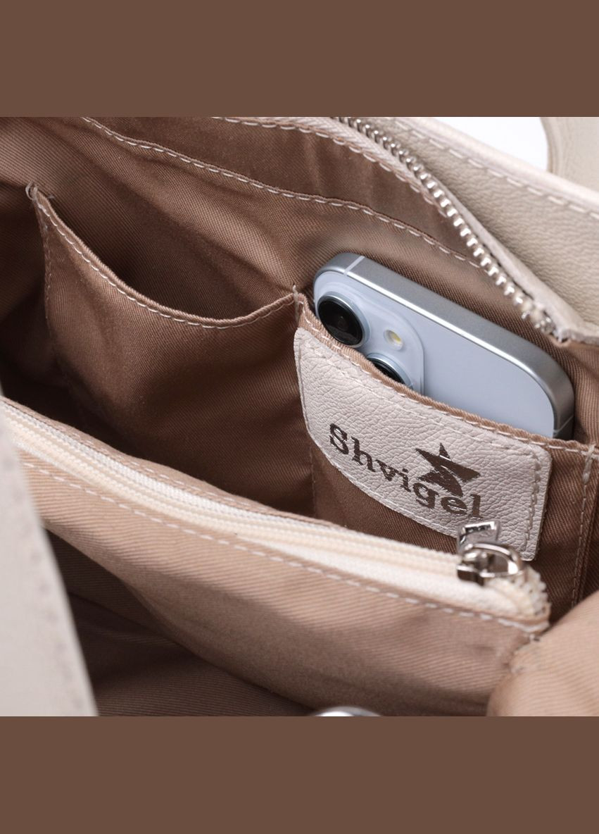 Ділова жіноча сумка з двома ручками з натуральної шкіри на плече бежевий (sku_22830) No Brand (329853529)