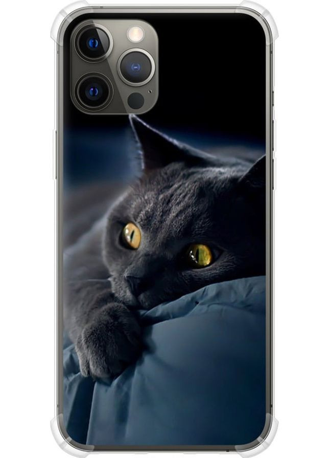 Силіконовий протиударний с посиленими кутами чохол 'Димчастий кіт' для Endorphone Apple iPhone 12 Pro Max (265226615)
