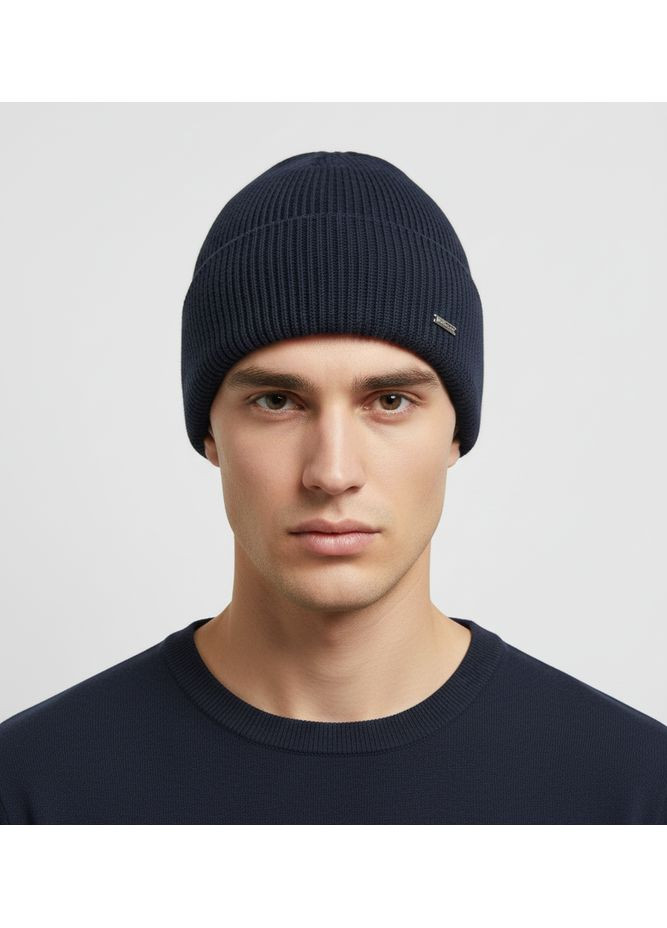Мужская вязаная зимняя шапка синяя TALAN (370439475)