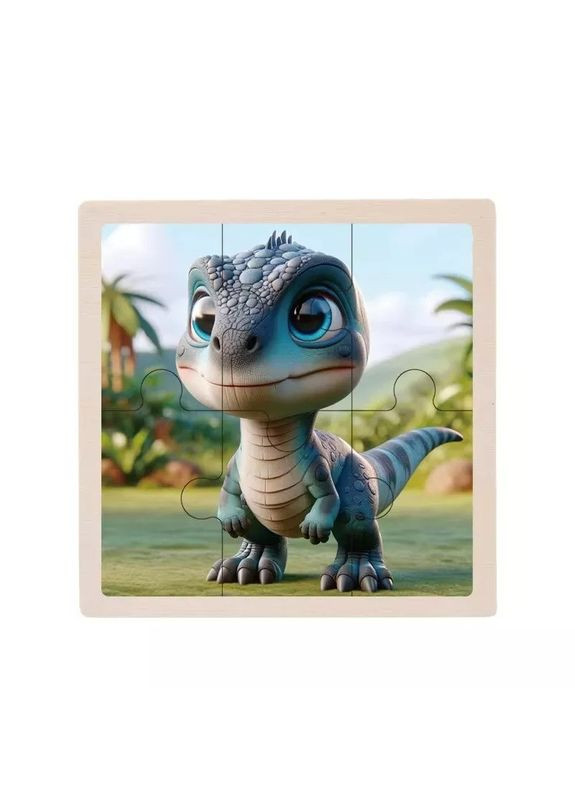 Детский деревянный пазл-вкладыш "Велоцираптор" MD 1509-12, 6 элементов 9,8 х 9,8 х 0,4 см Bambi (370370513)