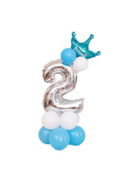 Композиція фольгована цифра "2" срібло з короною "Зроби сам" для хлопчика No Brand (302313099)