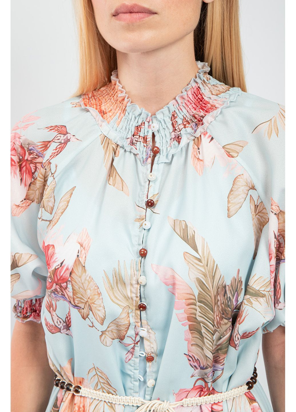 Блакитна кежуал сукня ZIMMERMANN з квітковим принтом