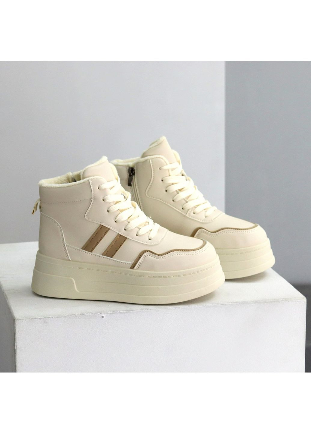 Бежеві зимові хайтопи No Brand