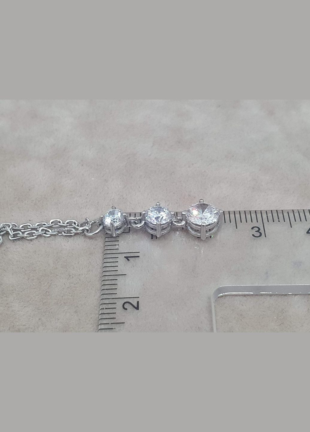 Срібне кольє "Луна" з фіанітами. 8073Р-CZ ЕХО 40 AGNI (322578656)