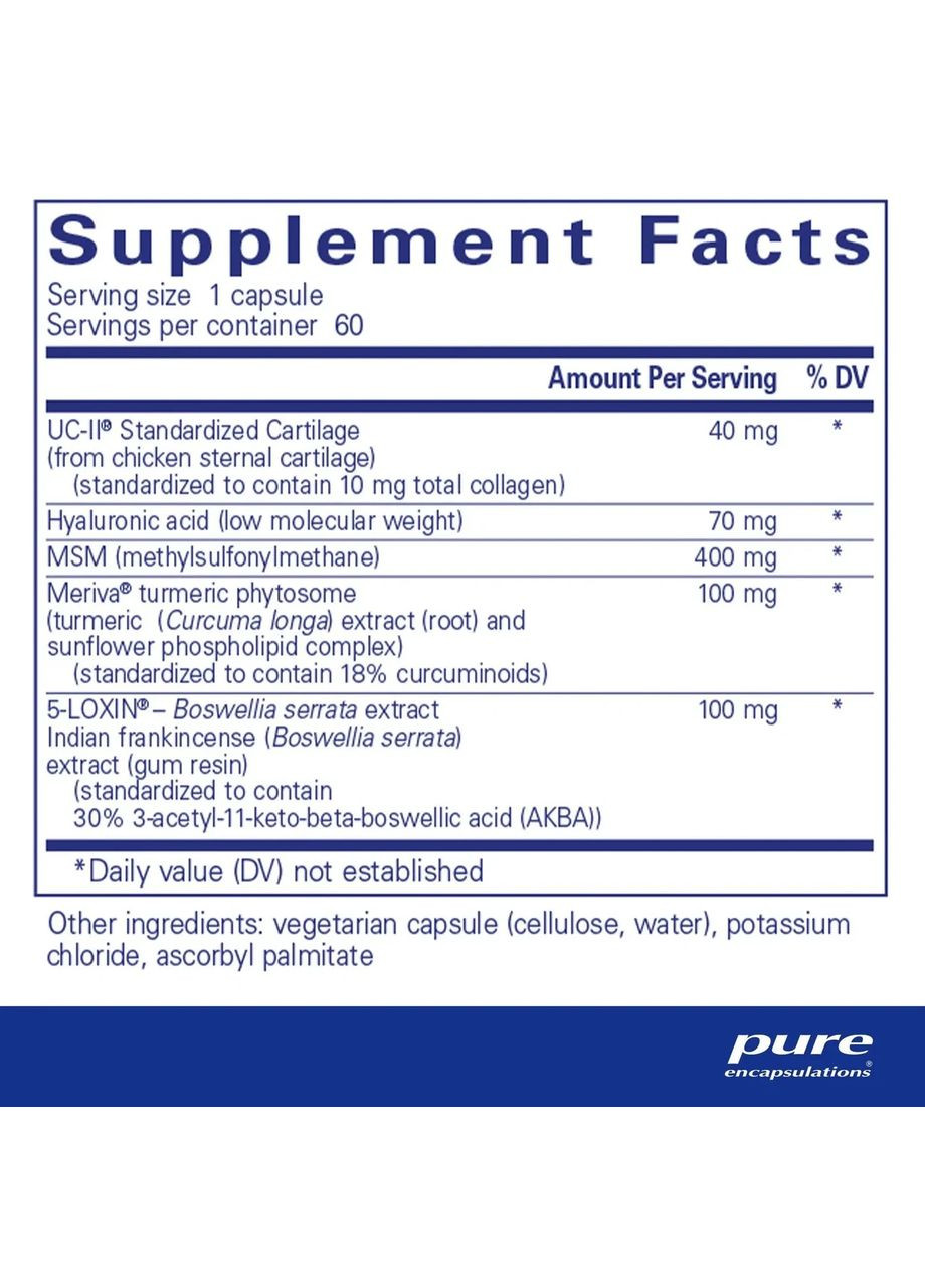 Объединенный комплекс для костей и суставов разовая доза (Joint Complex Single Dose) 60 капсул Pure Encapsulations (361114219)