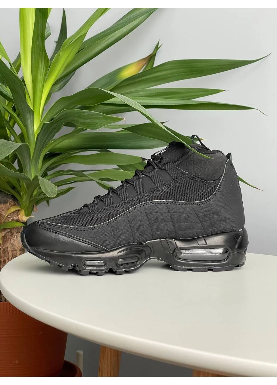 Кроссовки зимние женские и мужские Nike 95 Sneakerboot winter black | Найк 95 Сникербут черные No Brand чёрные демисезоны (380679633)