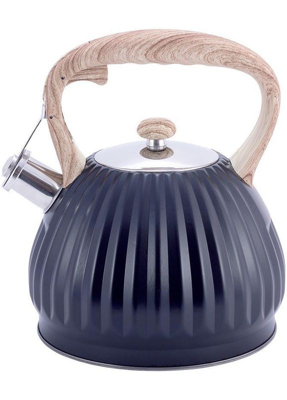 Чайник Whistling Kettle Black 3л из нержавеющей стали со свистком, черный Kamille (329897997)