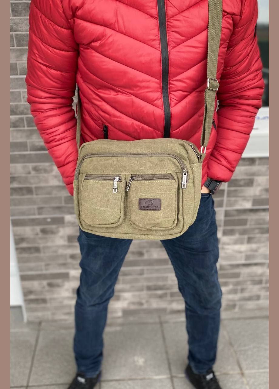 Мужская сумка барсетка через плечо брезентовая хаки Postman 2.0 Jingpin (282676653)