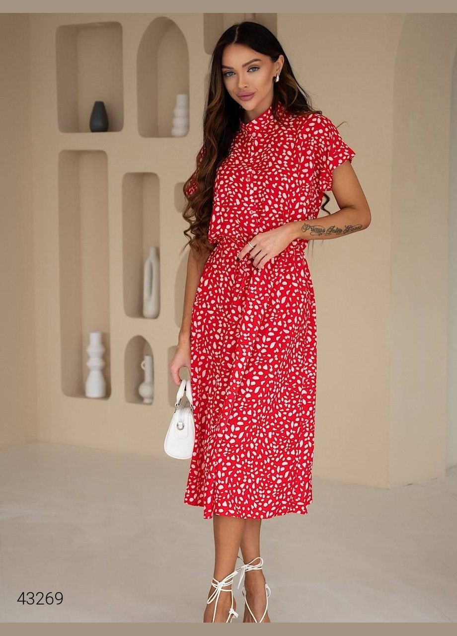 Красное повседневный платье Liton с абстрактным узором
