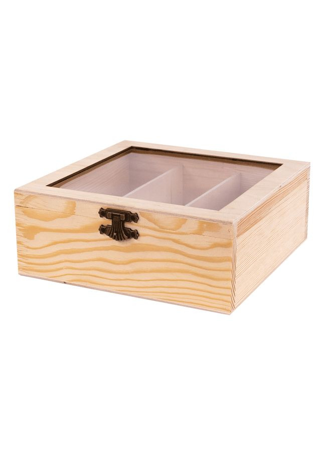 Ящик деревянный с замком и прозрачным верхом 3 секции 20х20х8см, Rosa Talent (362660561)