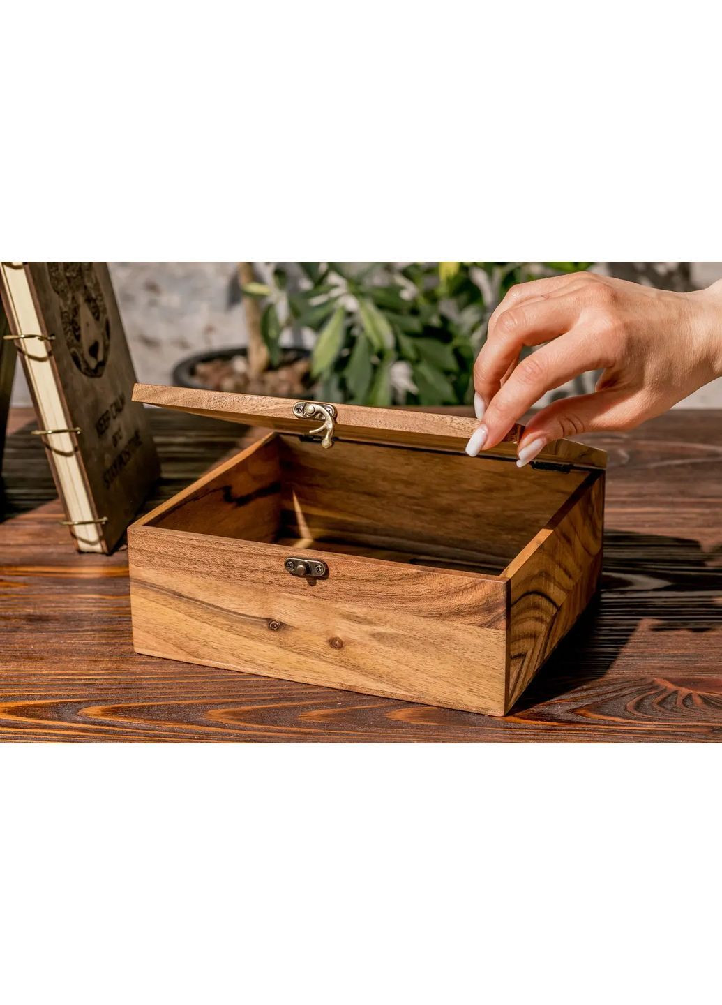 Деревянная подарочная коробка из натурального дерева со сплошной крышкой M – 208x180x77 мм Handmade EB-3.2 (366666027)