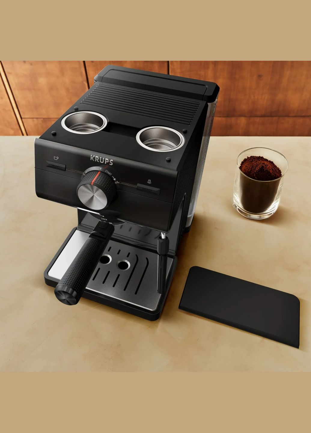 Кофеварка рожковая Authentic C50 2л, молотая, ручной капучинатор, 15 бар, черный Krups (314779853)