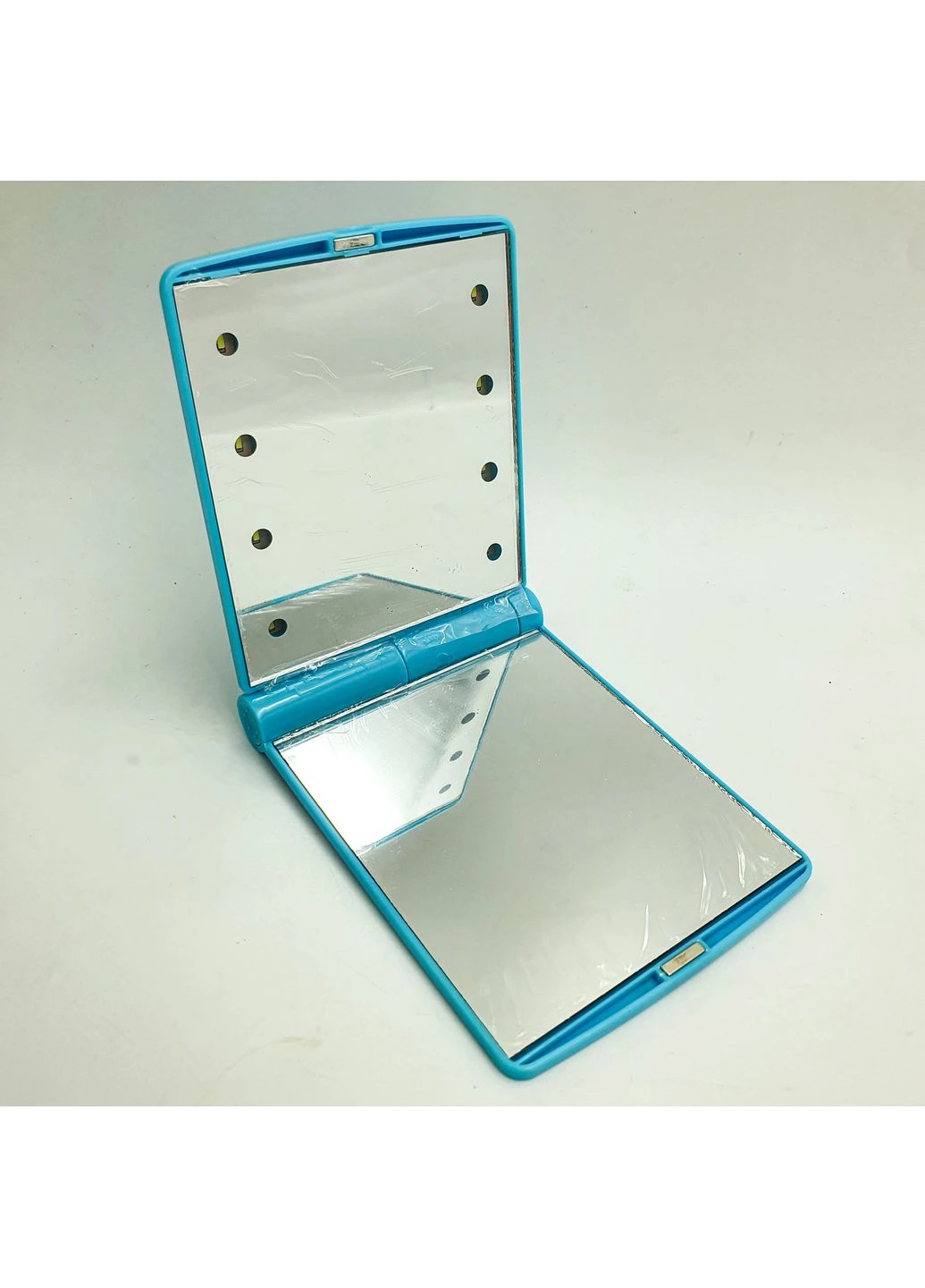 Зеркало карманное дорожное с LED подсветкой складное мини зеркальце Make ap Mirror голубой UKC (383040308)