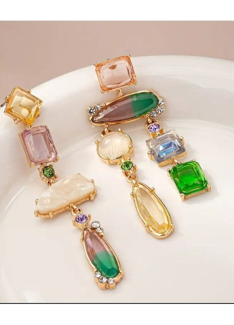 Разые длинные серьги цветные кристаллы, 2397 No Brand (362050373)