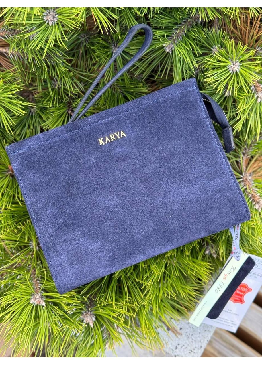 Женская косметичка Турция, Натуральная замша синяя (2034-7) Karya (368828596)