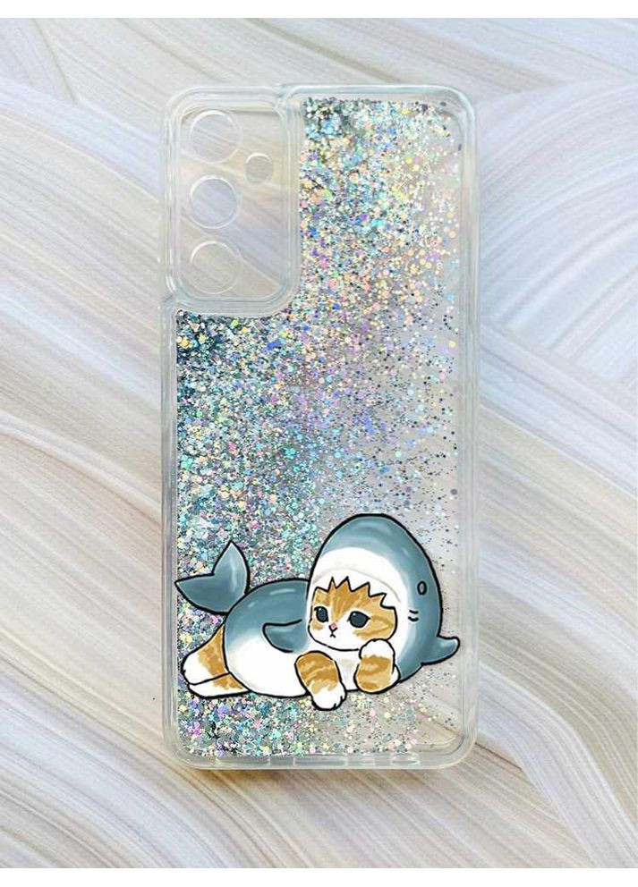 Чехол с плавающими блестками на Samsung Galaxy A24 (A245):: Котенок акула (принт 355) CASE CONTROL (360695959)