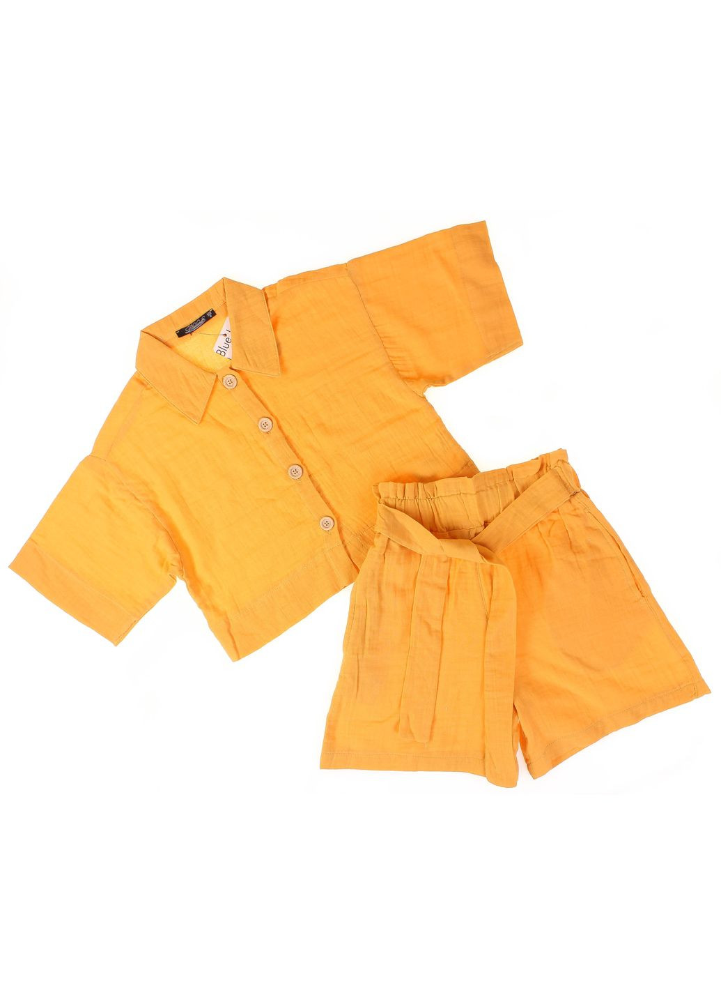 Желтый летний блуза + шорты 3509 темно BLUELAND