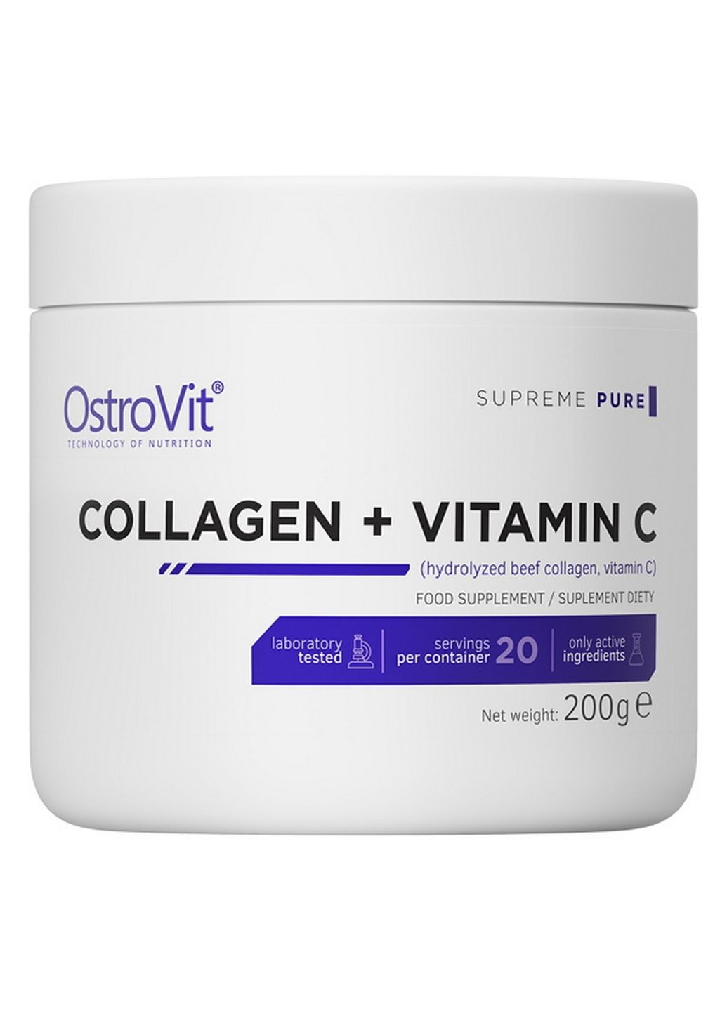 Препарат для суглобів та зв'язок Collagen + Vitamin C, 200 грам Без смаку Ostrovit (293417884)