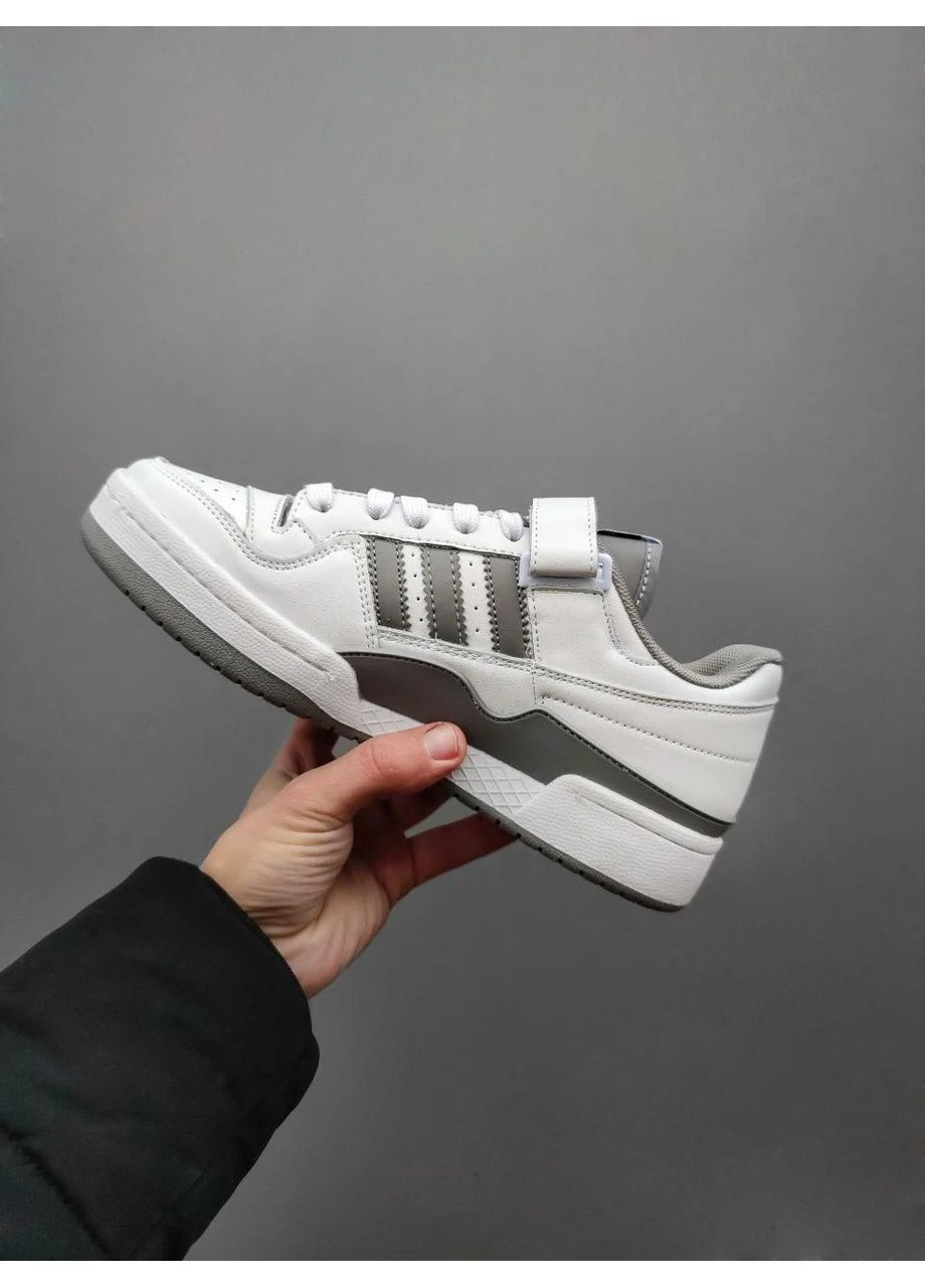 Білі кросівки чоловічі adidas forum refined white grey адідас форум білі демісезон No Brand