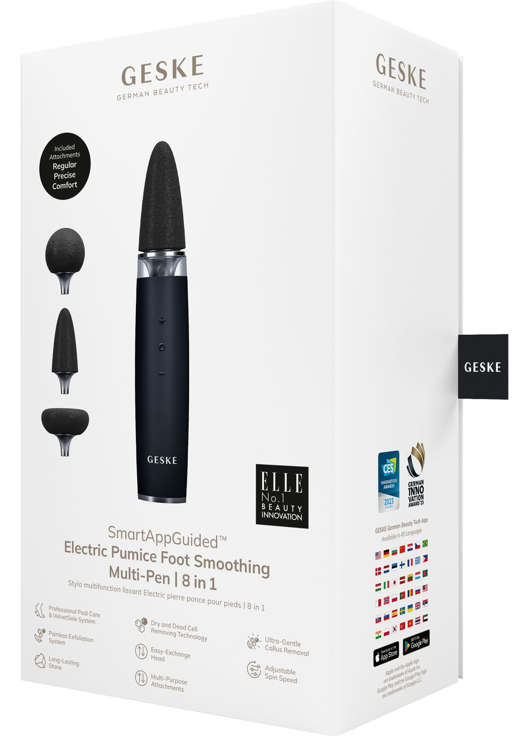 Шлифовальная пилка для стоп с дополнительными насадками Electric Pumice Foot Smoothing Multi-Pen 8в1 black GESKE (341526289)