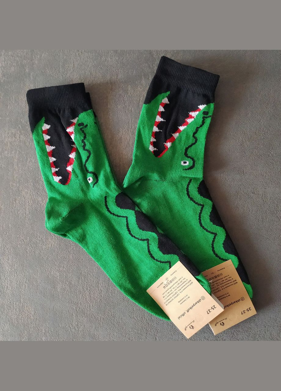 Чорні високі зелені шкарпетки з принтом (306738477)