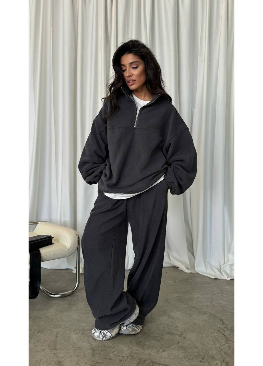 Жіночий флісовий костюм із кофтою на блискавці No Brand (369136028)