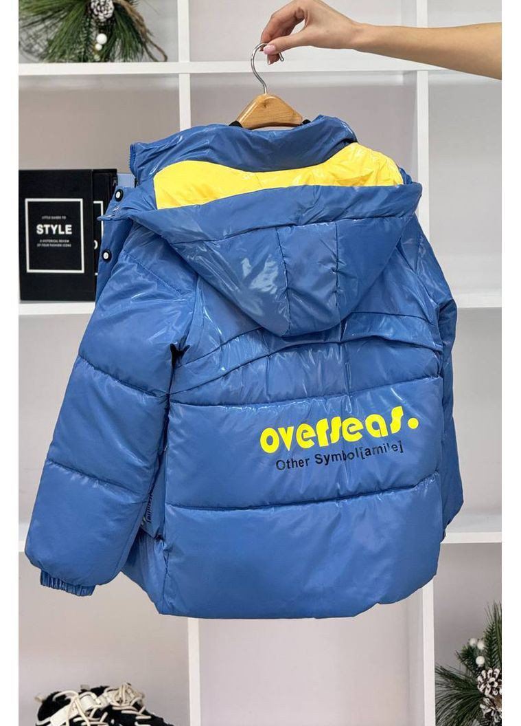 Блакитна демісезонна куртка дитяча демісезонна темно-блакитного кольору Let's Shop