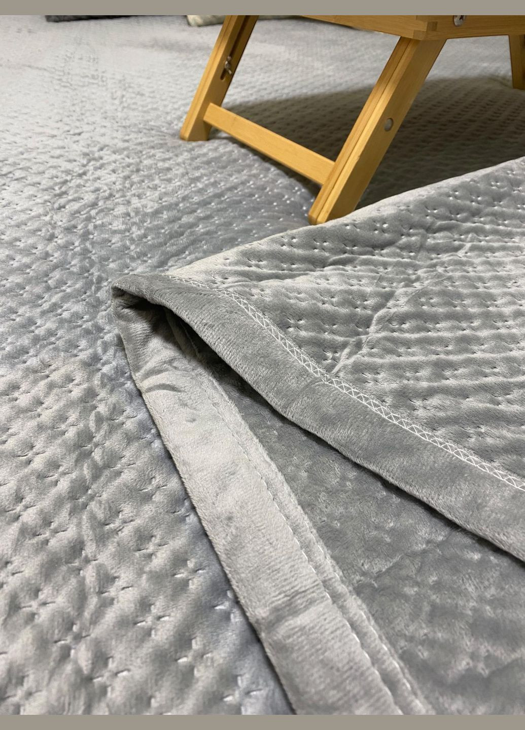 Покрывало Soty велюр евро 200х220 см Серое No Brand (316714555)