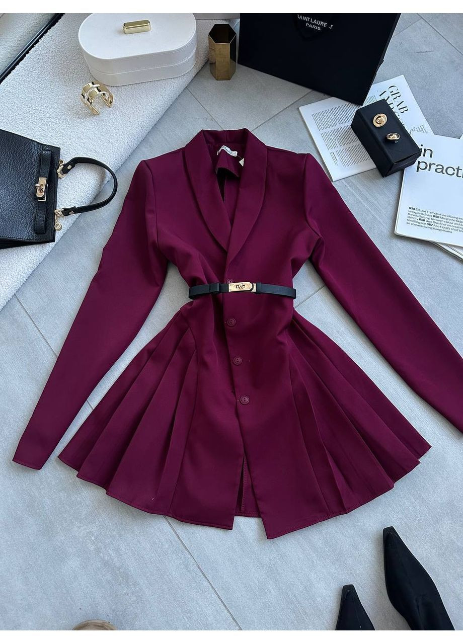 Бордова жіноча сукня-піджак костюмка No Brand